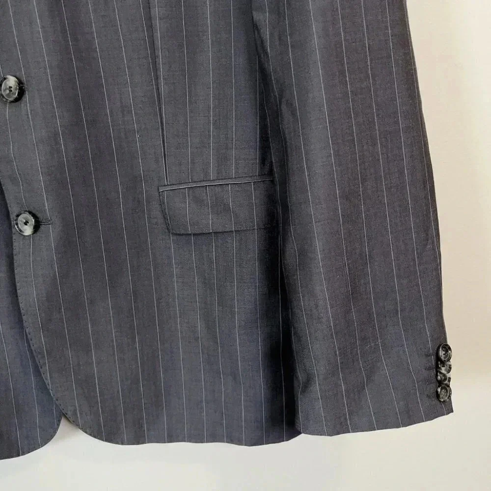 Hugo Boss Ryan/Win Mohair Wool Slim Fit Striped Double Button Blazer